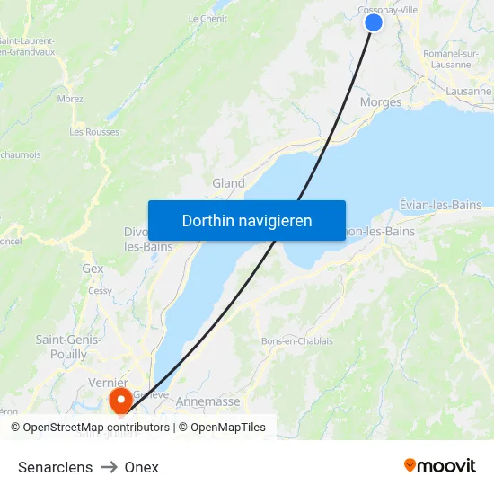 Senarclens to Onex map