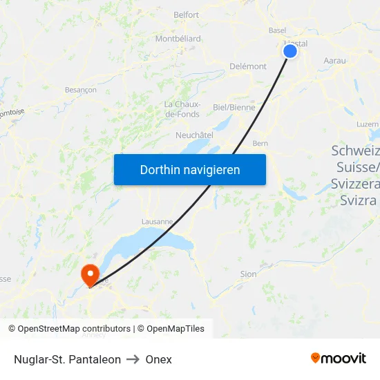 Nuglar-St. Pantaleon to Onex map