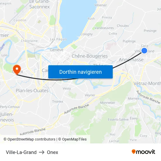 Ville-La-Grand to Onex map