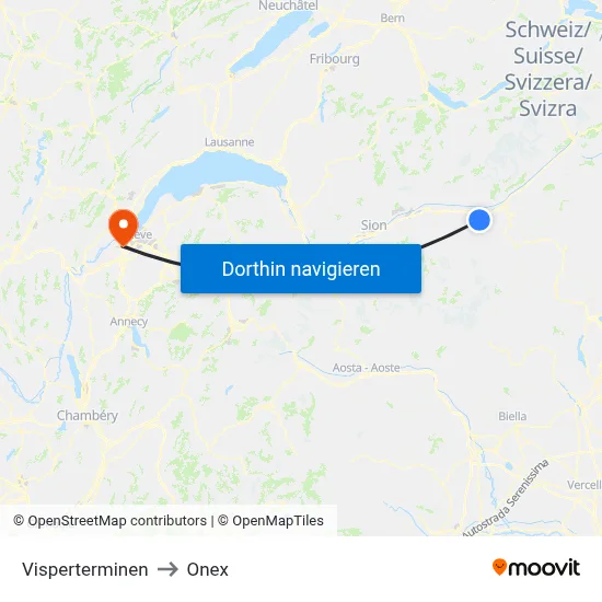 Visperterminen to Onex map