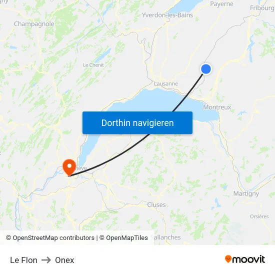 Le Flon to Onex map