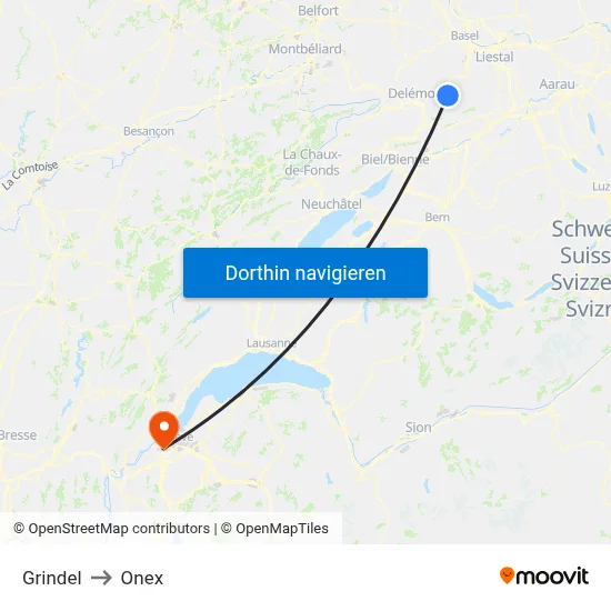 Grindel to Onex map