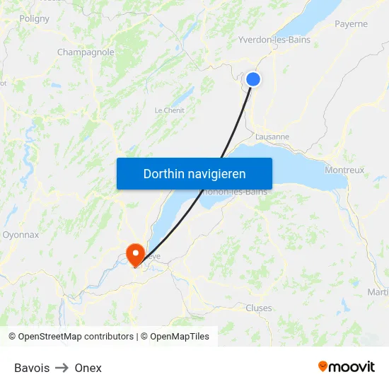 Bavois to Onex map