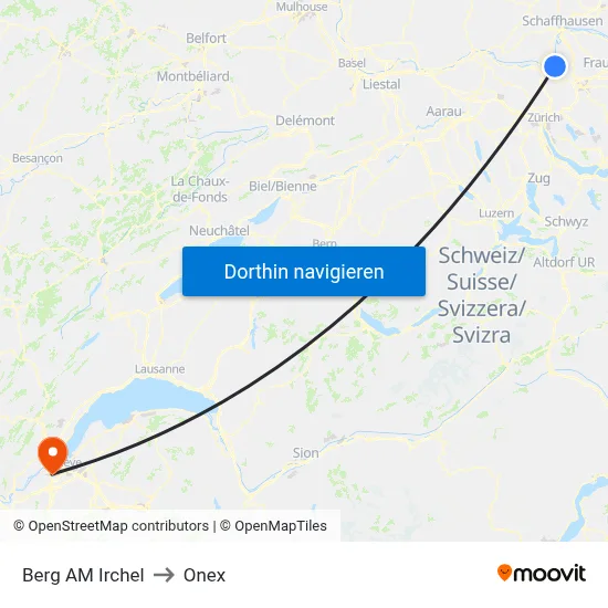 Berg AM Irchel to Onex map