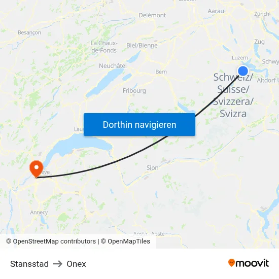 Stansstad to Onex map