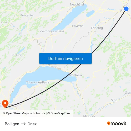 Bolligen to Onex map