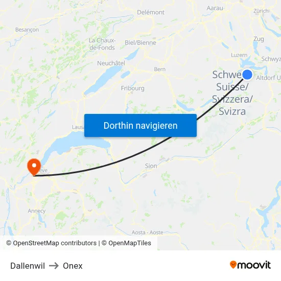 Dallenwil to Onex map