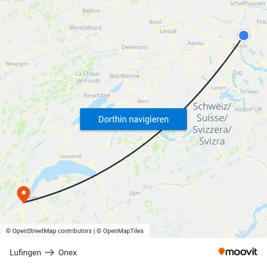 Lufingen to Onex map