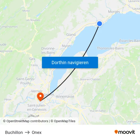 Buchillon to Onex map