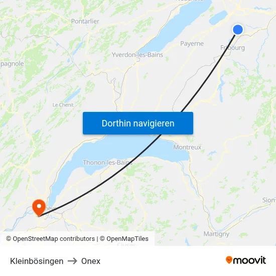 Kleinbösingen to Onex map
