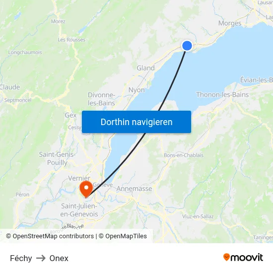 Féchy to Onex map