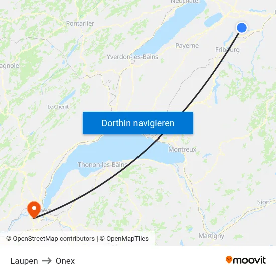 Laupen to Onex map