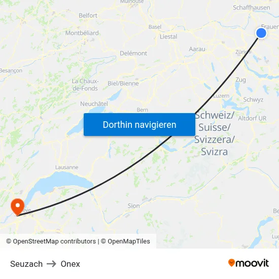 Seuzach to Onex map