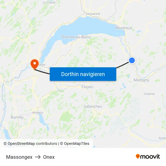 Massongex to Onex map