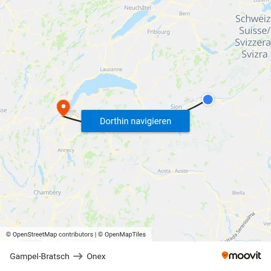 Gampel-Bratsch to Onex map