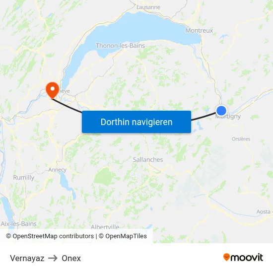 Vernayaz to Onex map
