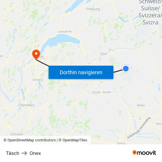 Täsch to Onex map
