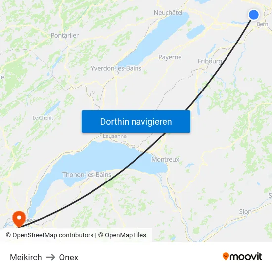 Meikirch to Onex map