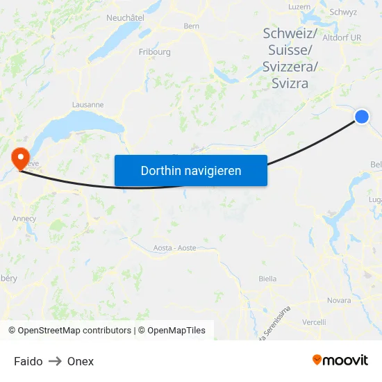 Faido to Onex map