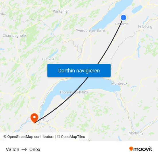 Vallon to Onex map