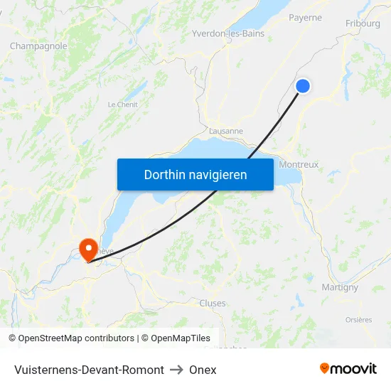 Vuisternens-Devant-Romont to Onex map