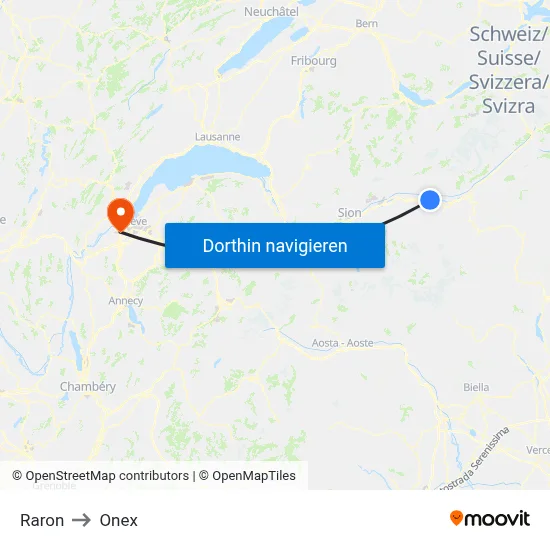 Raron to Onex map