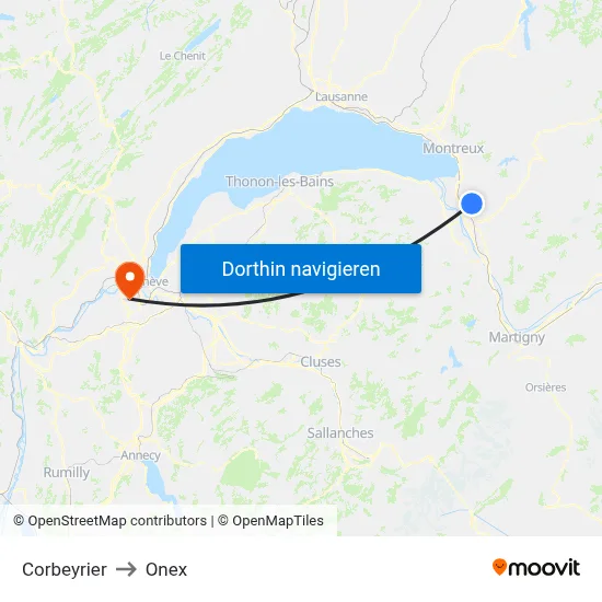Corbeyrier to Onex map