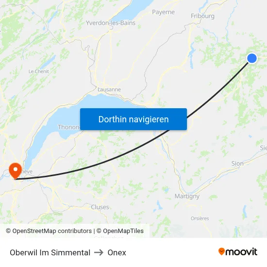 Oberwil Im Simmental to Onex map