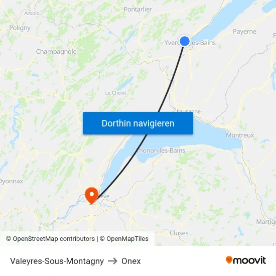 Valeyres-Sous-Montagny to Onex map