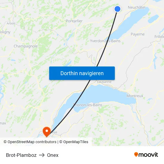 Brot-Plamboz to Onex map