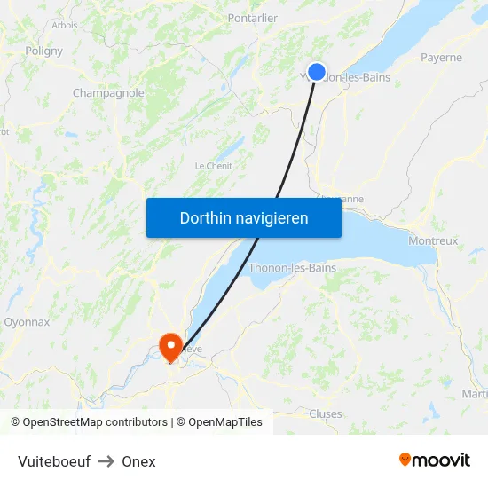 Vuiteboeuf to Onex map