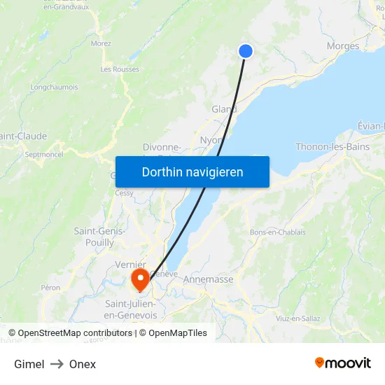 Gimel to Onex map