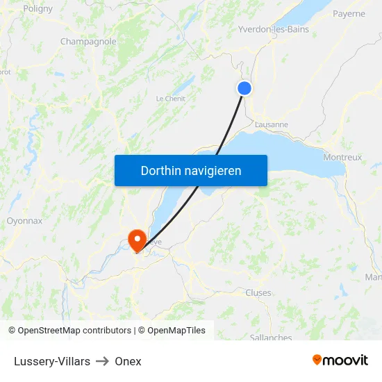 Lussery-Villars to Onex map