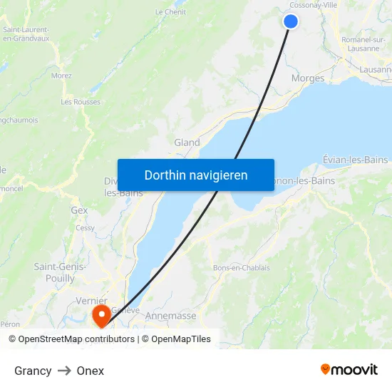 Grancy to Onex map