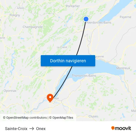 Sainte-Croix to Onex map