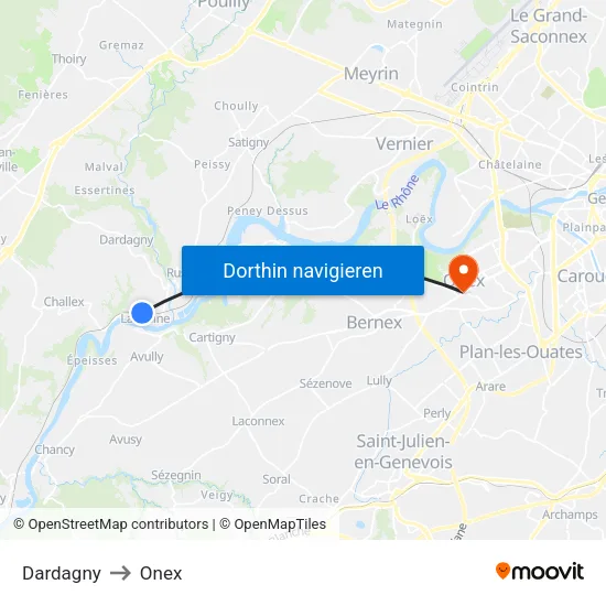 Dardagny to Onex map