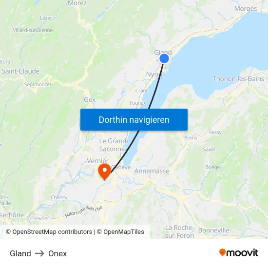 Gland to Onex map