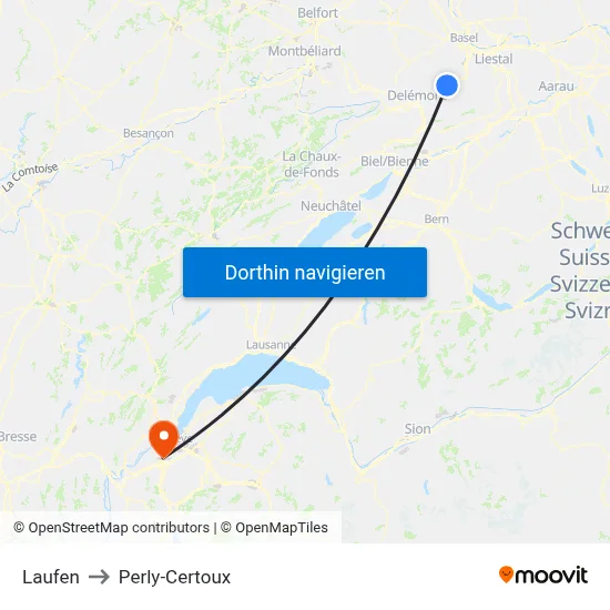 Laufen to Perly-Certoux map