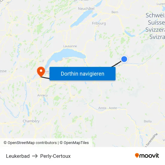 Leukerbad to Perly-Certoux map