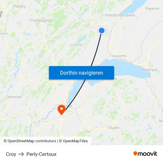 Croy to Perly-Certoux map