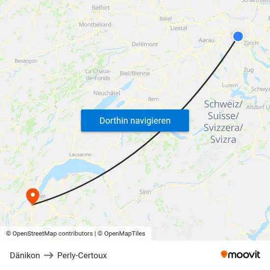 Dänikon to Perly-Certoux map