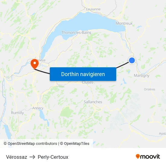 Vérossaz to Perly-Certoux map