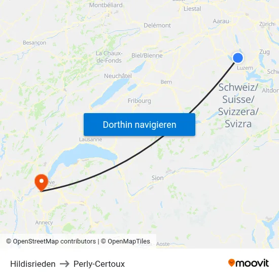 Hildisrieden to Perly-Certoux map
