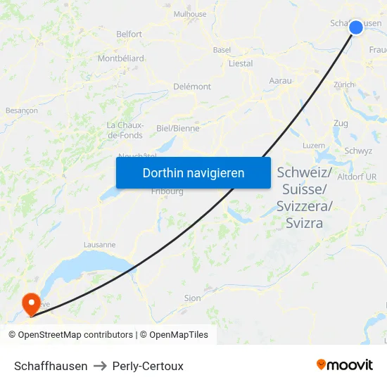 Schaffhausen to Perly-Certoux map
