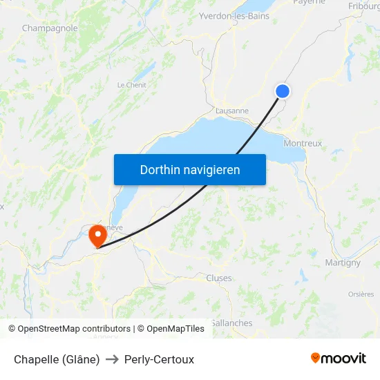 Chapelle (Glâne) to Perly-Certoux map