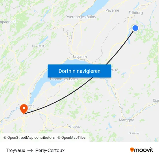 Treyvaux to Perly-Certoux map