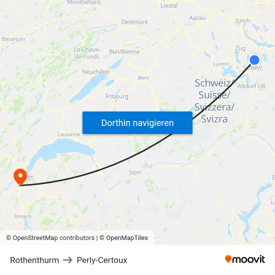 Rothenthurm to Perly-Certoux map