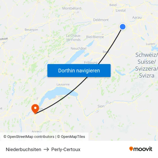 Niederbuchsiten to Perly-Certoux map