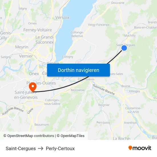Saint-Cergues to Perly-Certoux map