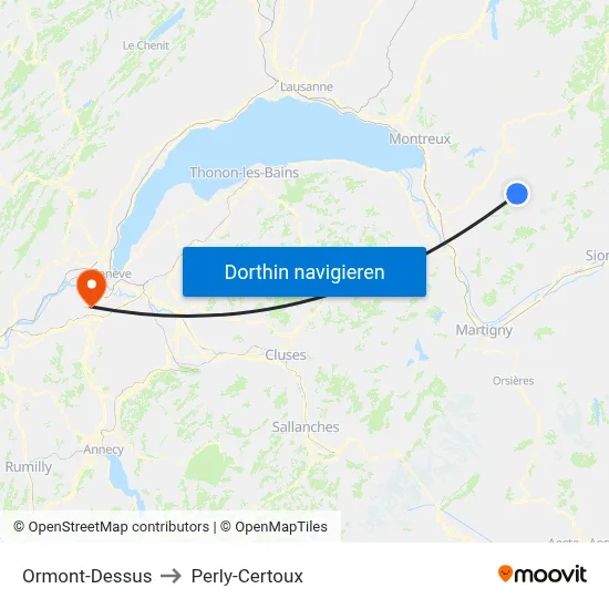 Ormont-Dessus to Perly-Certoux map